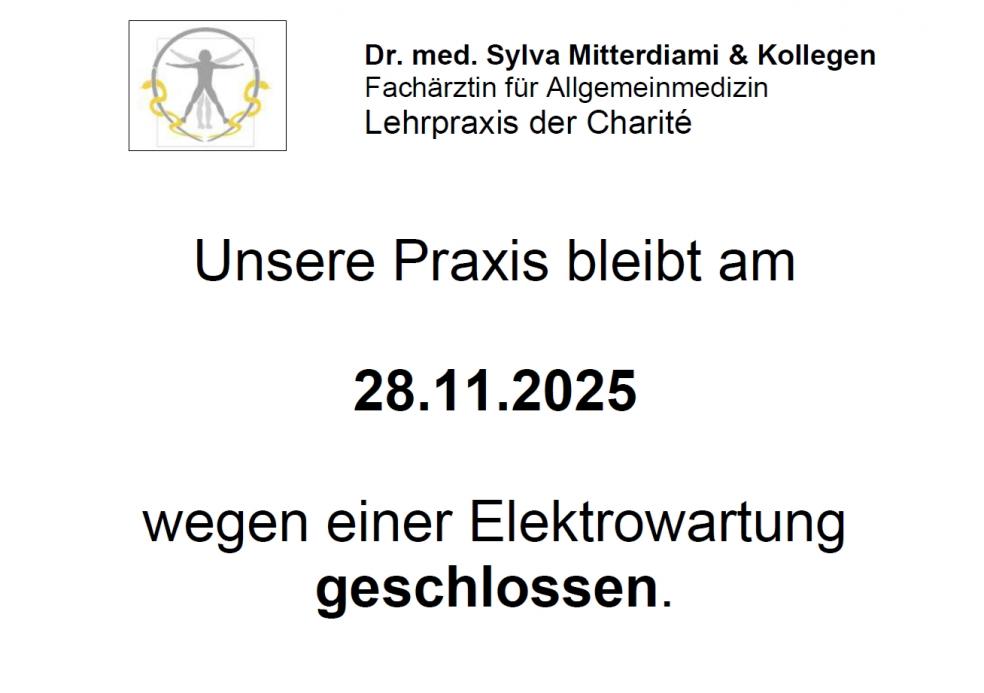 Die Praxis bleibt am 28.11.2025 geschlossen.